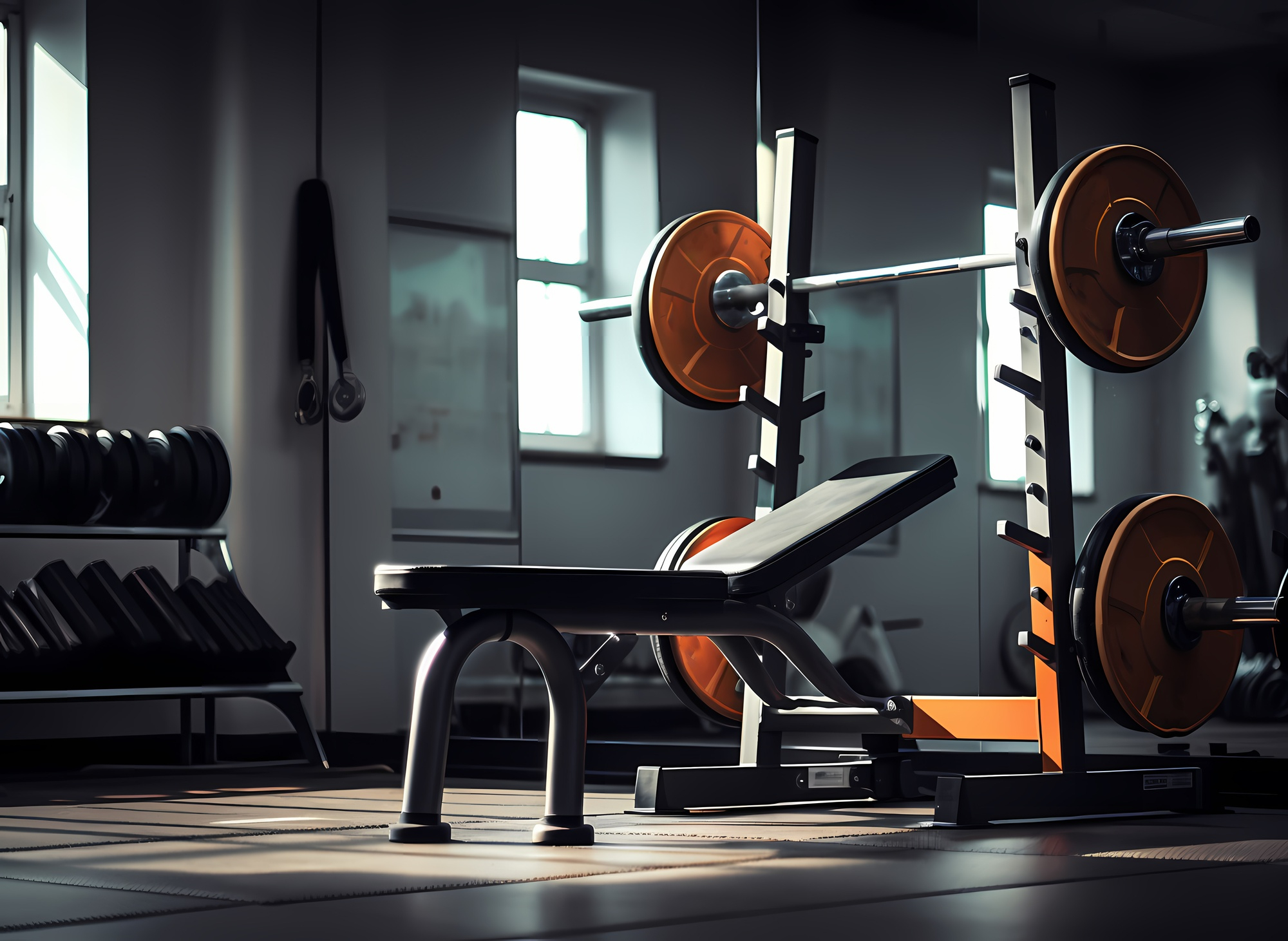 Free weights bench area